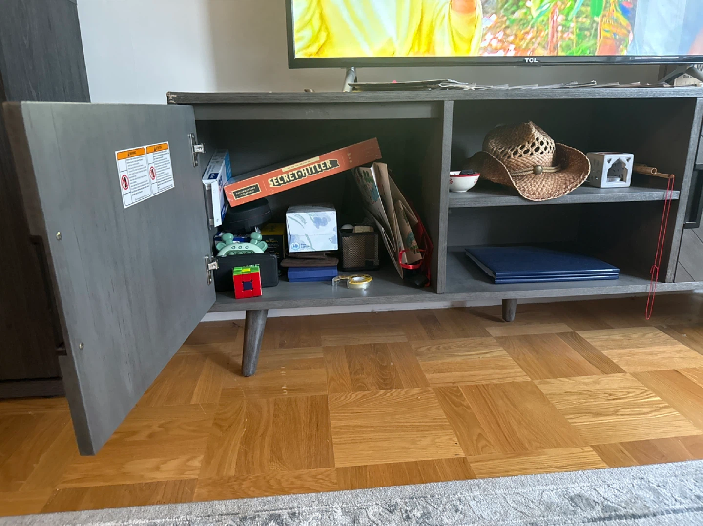 Gray Herringbone TV Stand - photo 2