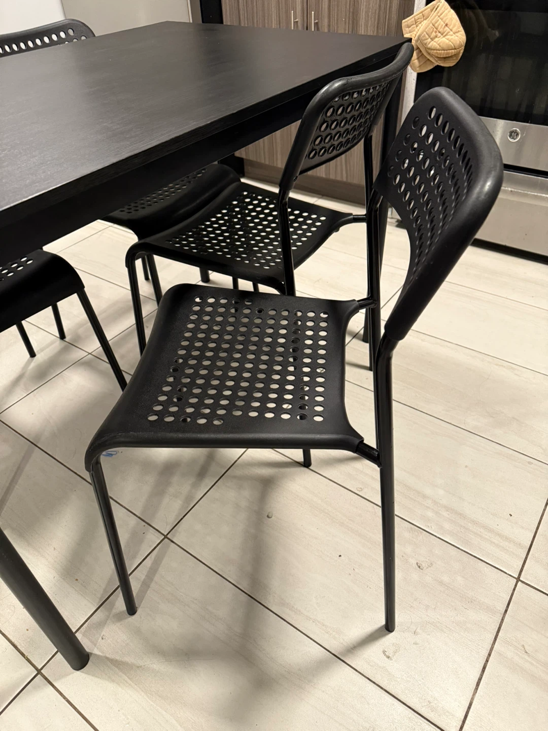 IKEA Melltorp/Adde Black Table & 4 Chairs