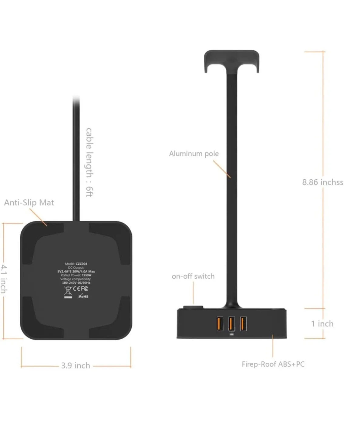 Headphone Stand with USB Charger image indicator(5)
