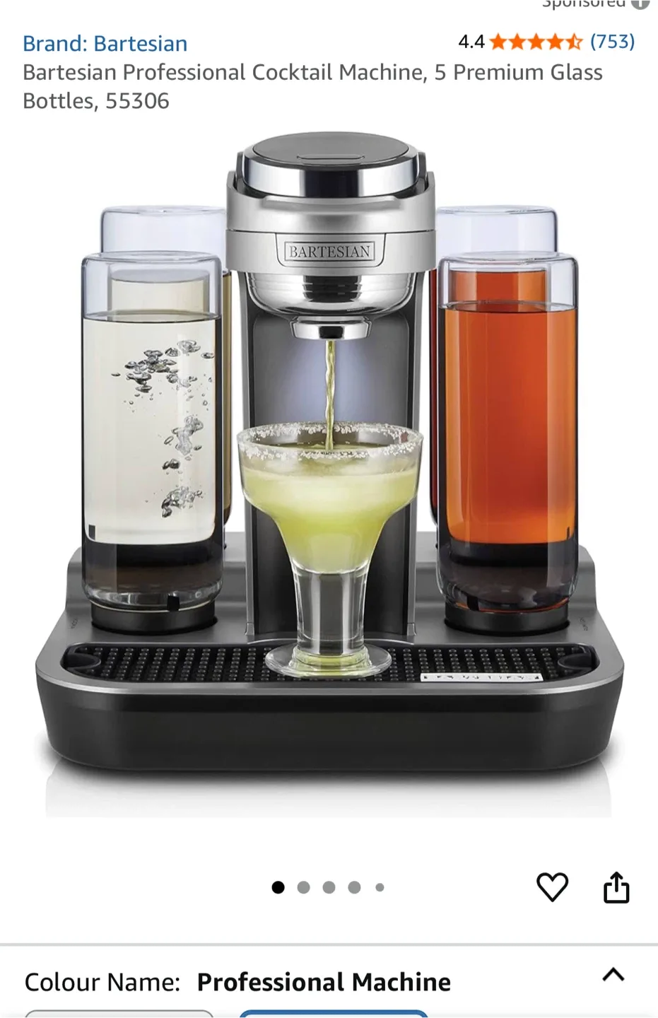 Bartesian Premium Cocktail Machine w/ 5 Glass Bottles image indicator(2)