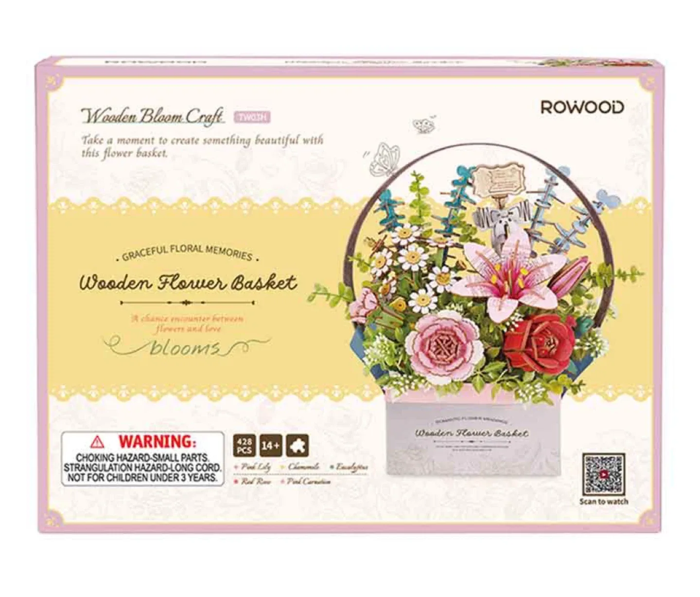 ROWOOD Wooden Bloom Craft Flower Basket (428 PCS) thumbnail