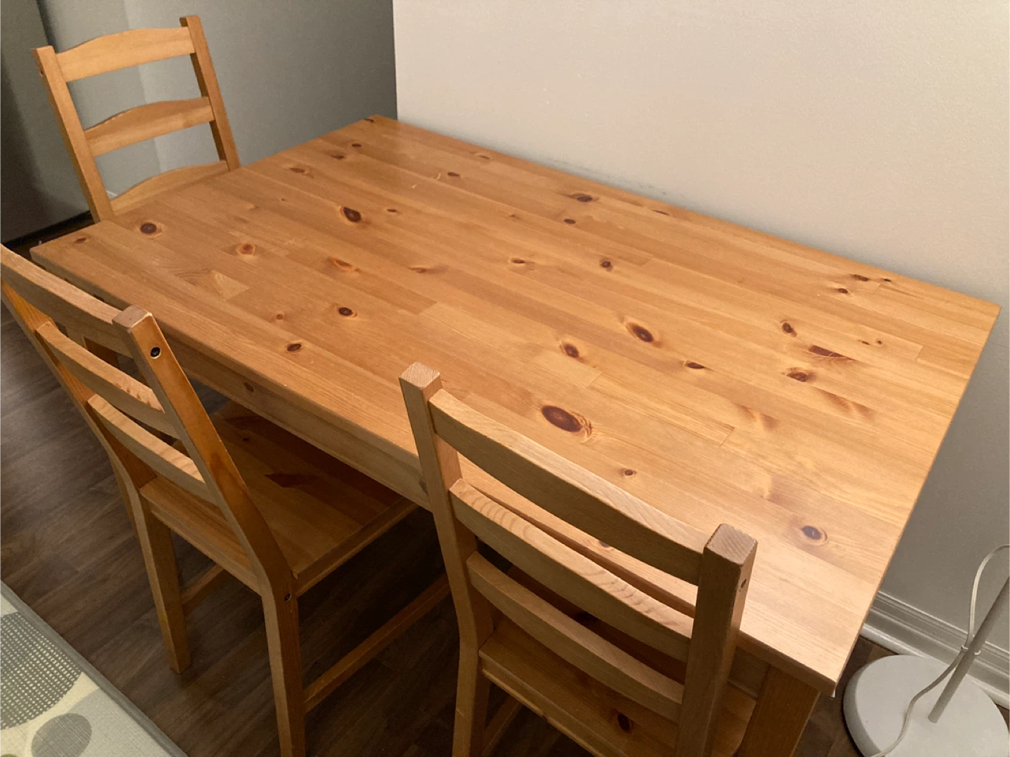 IKEA Solid Pine Dining Table and Chairs