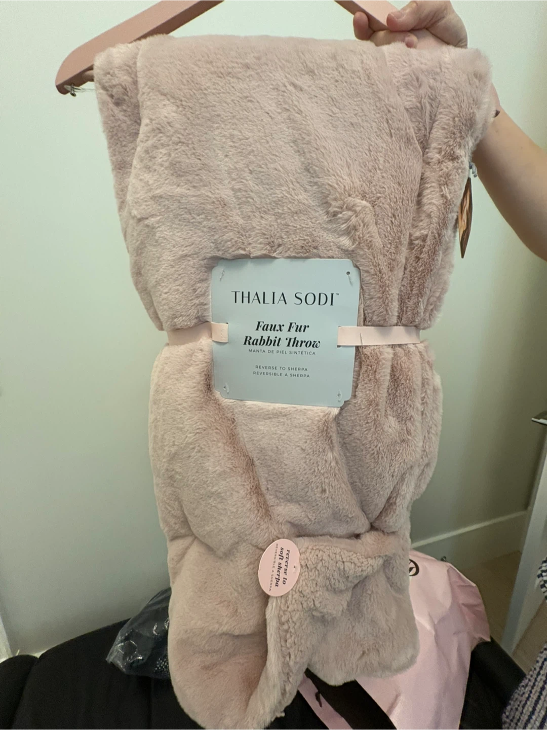Thalia Sodi Faux Fur Rabbit Throw Blanket