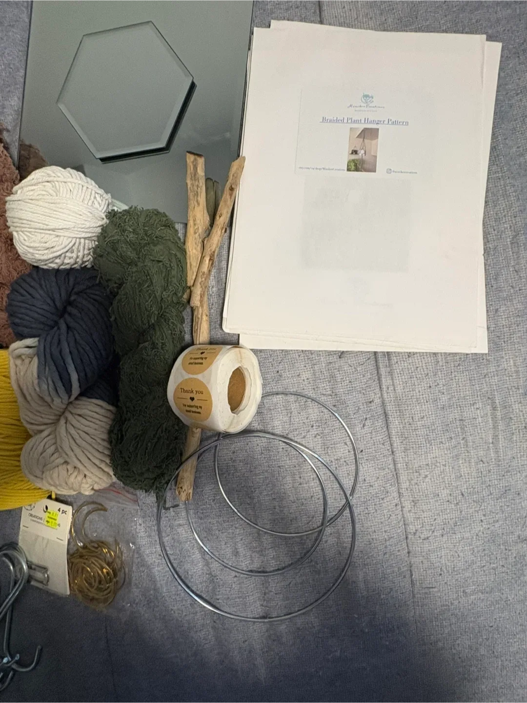 Macrame Crafting Supplies Lot - cord, Beads, Rings image indicator(6)