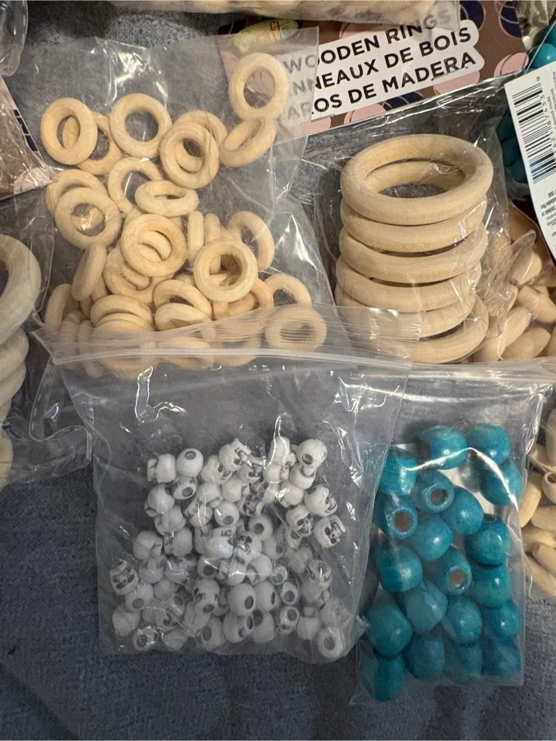 Macrame Crafting Supplies Lot - cord, Beads, Rings image indicator(3)