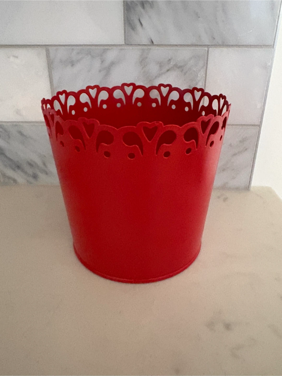 Red Metal Flower Pot x 2