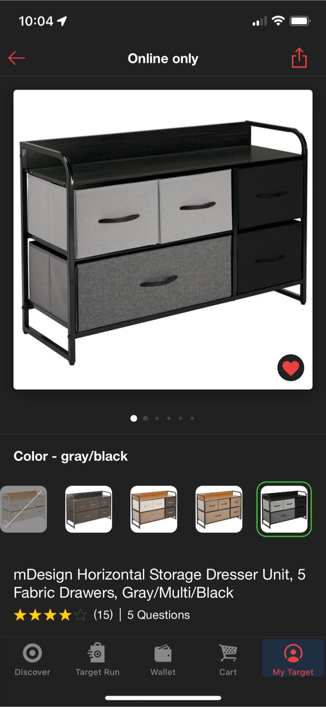 mDesign Horizontal Storage Dresser Unit - Gray/Black - photo 2