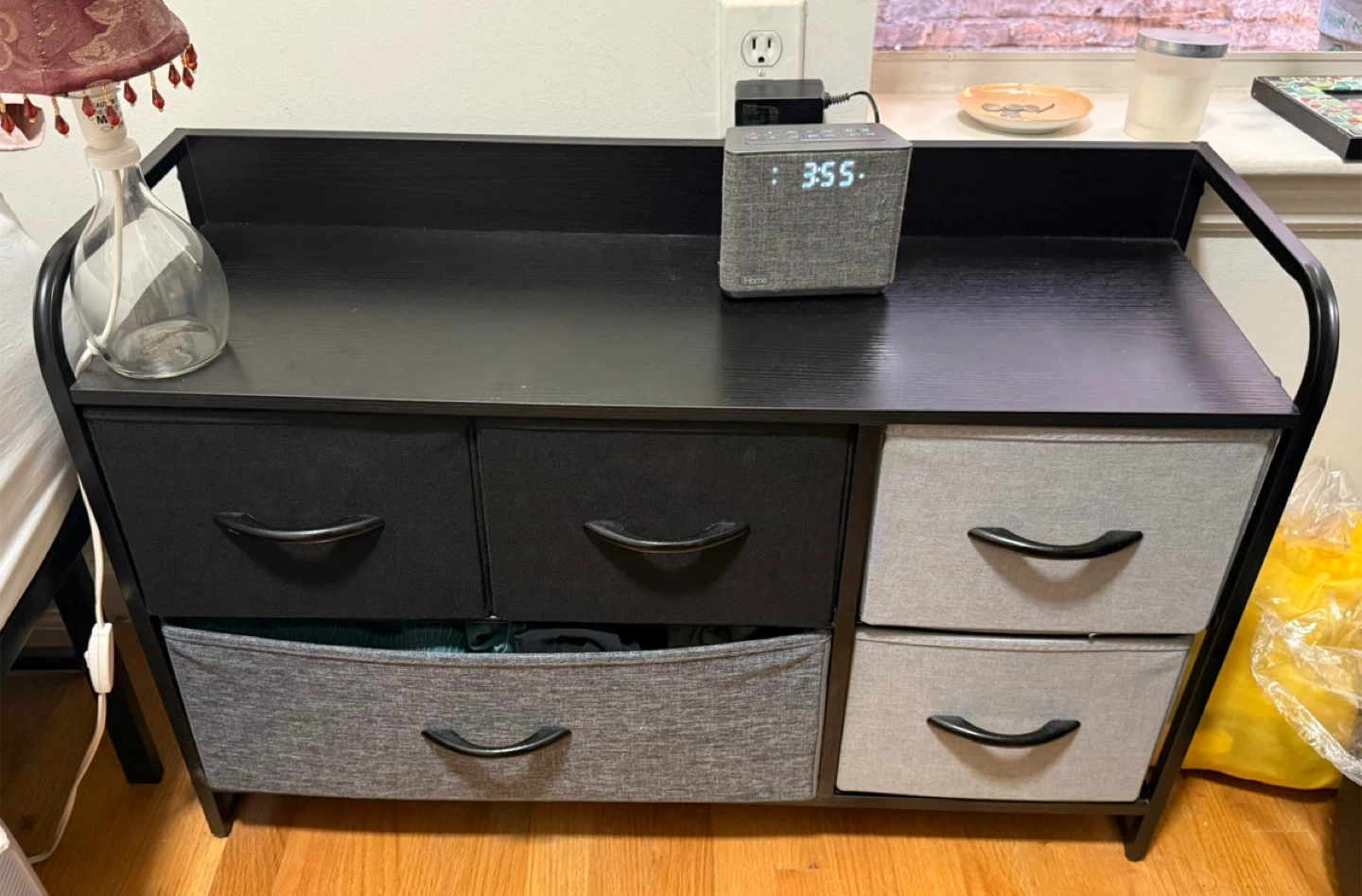 mDesign Horizontal Storage Dresser Unit - Gray/Black