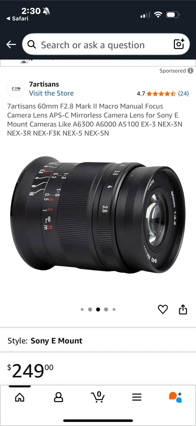 7Artisans 60mm F2.8 II Macro Lens - Sony E Mount image indicator(3)