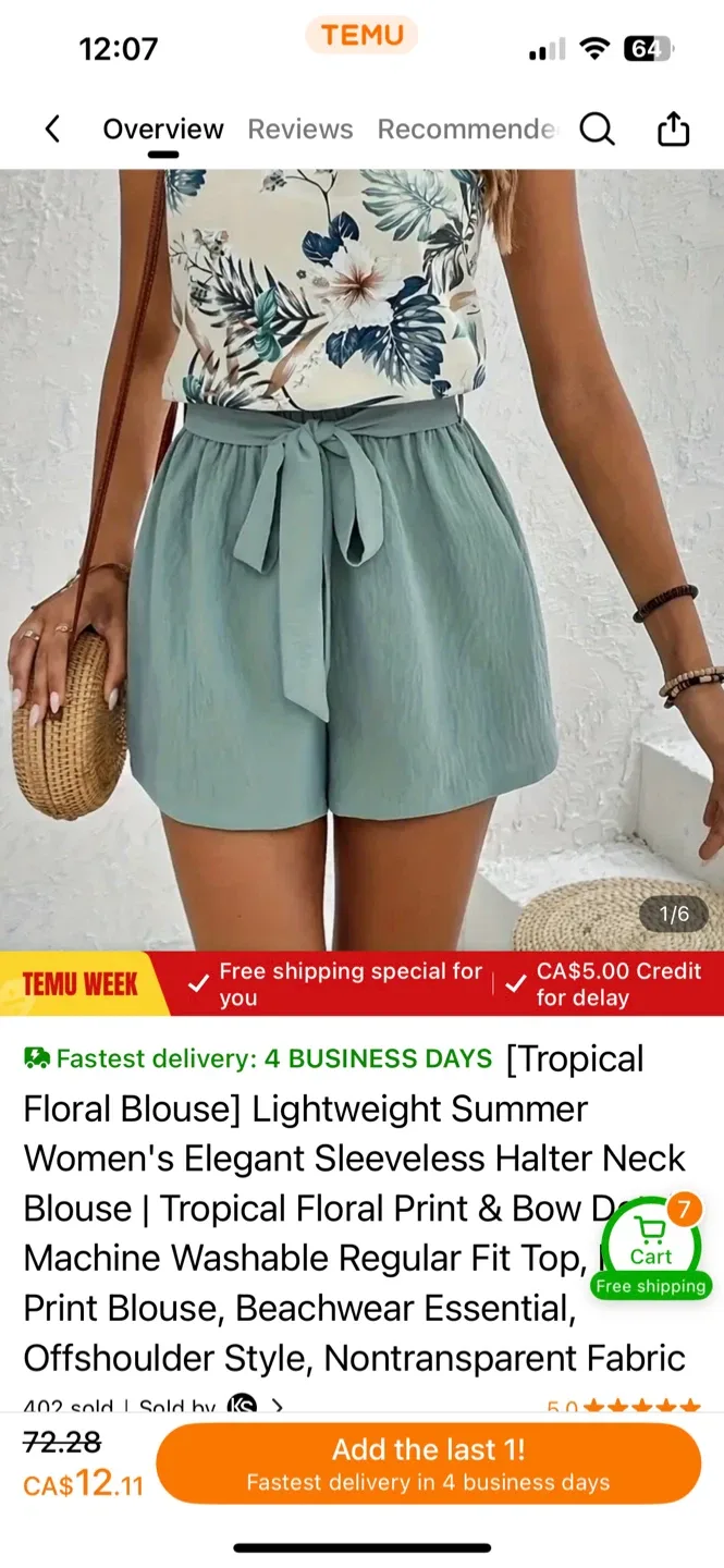 Floral Halter Top & Shorts Set - Size L image indicator(2)