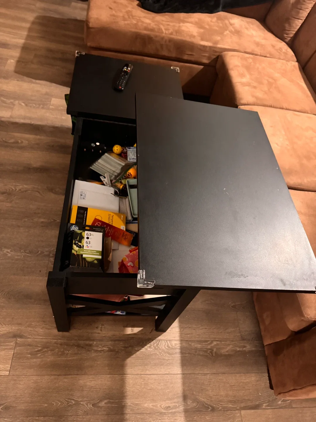 Brown Sectional Sofa & Center table with storage image indicator(4)