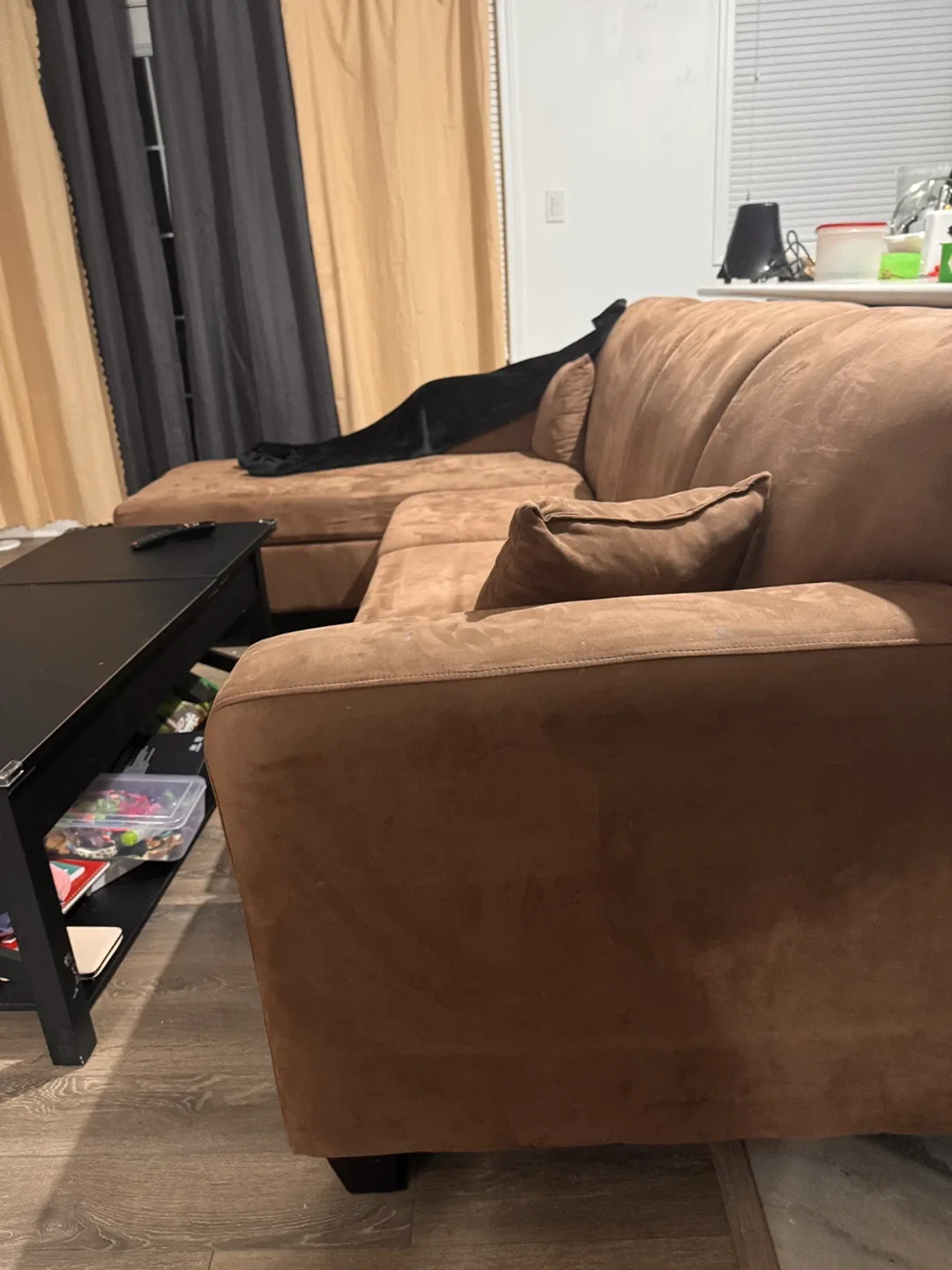 Brown Sectional Sofa & Center table with storage image indicator(2)