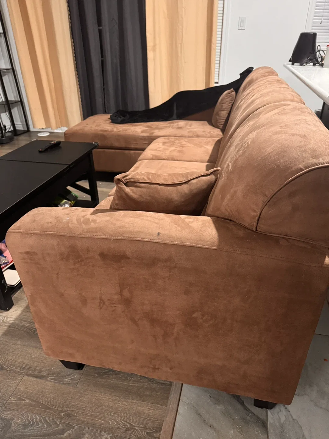 Brown Sectional Sofa & Center table with storage image indicator(10)