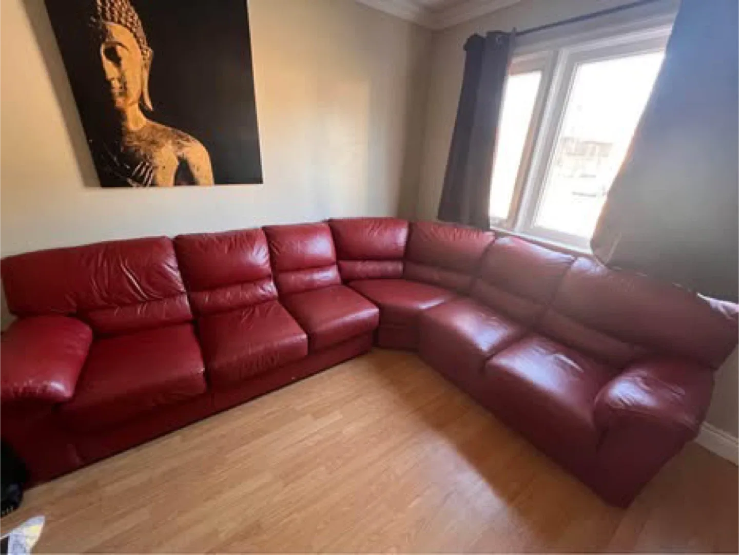 Red Leather Sectional Sofa image indicator(2)