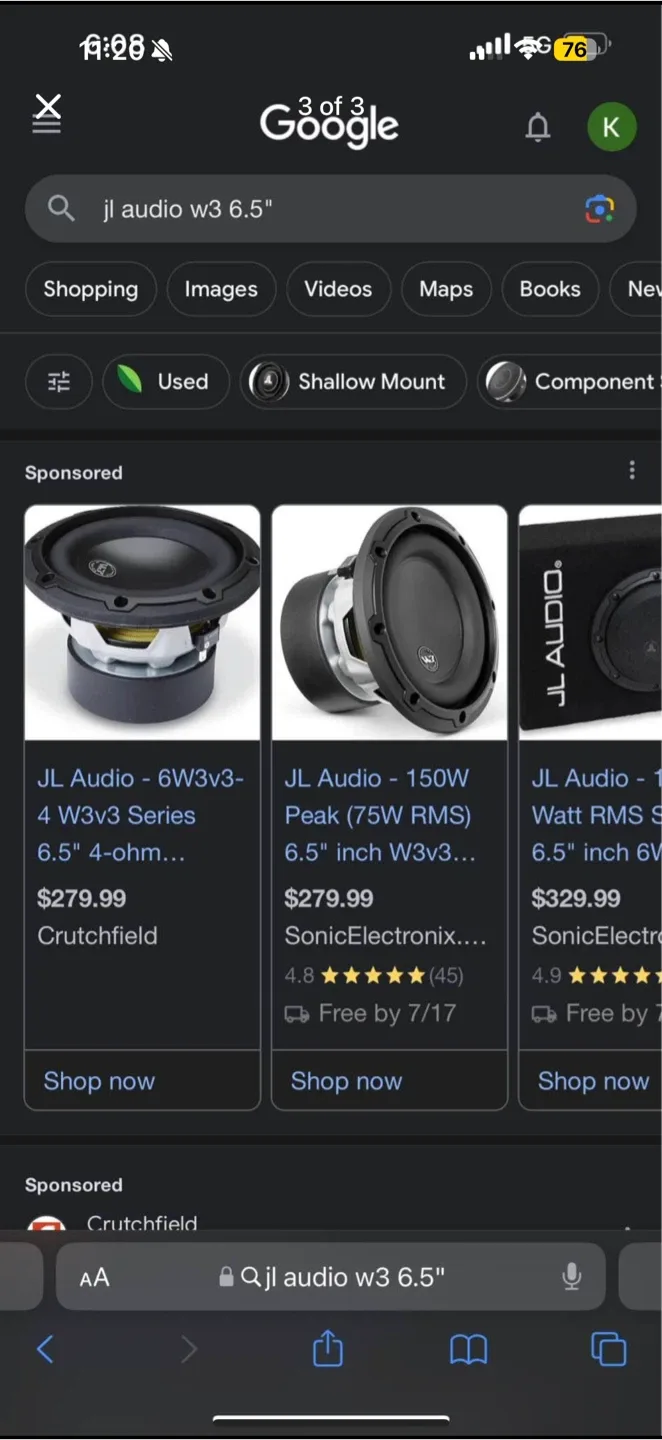 JL Audio W3 6.5" Subwoofer image indicator(3)