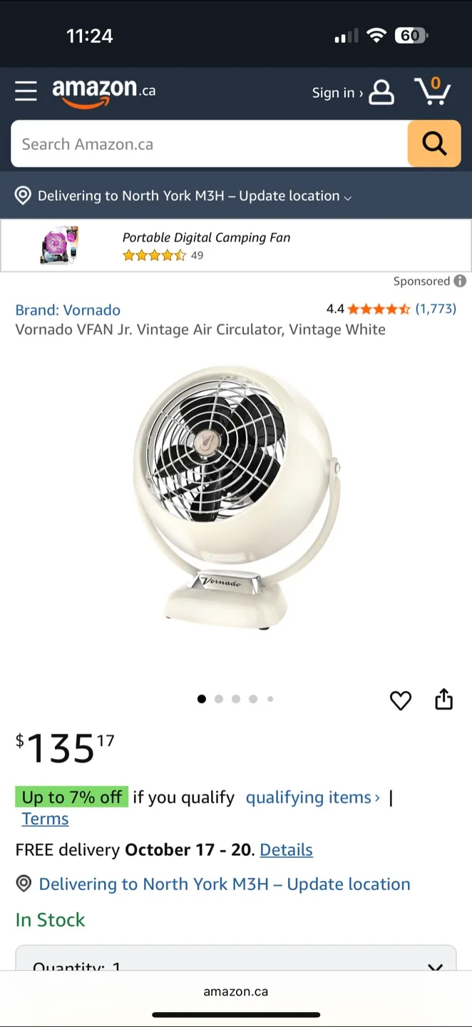 Vornado VFAN Jr. Vintage Air Circulator Fan image indicator(2)