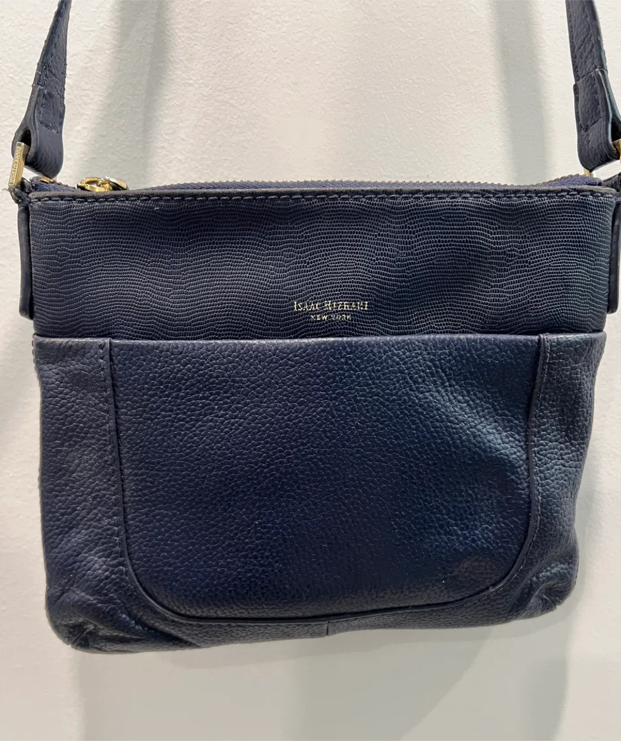 Isaac Mizrahi NY Blue Leather Crossbody Bag