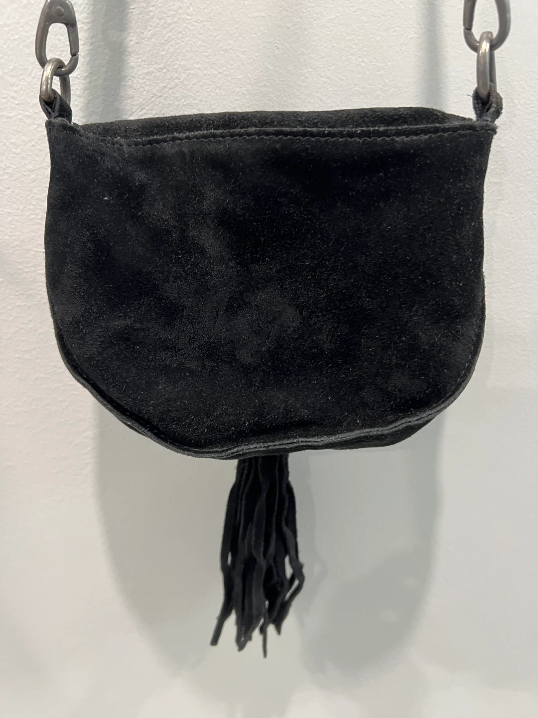 Black Suede Crossbody Bag with Tassel - photo 2