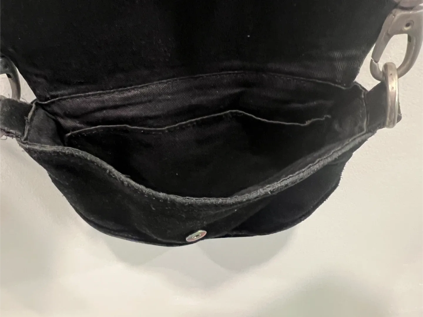 Black Suede Crossbody Bag with Tassel image indicator(3)