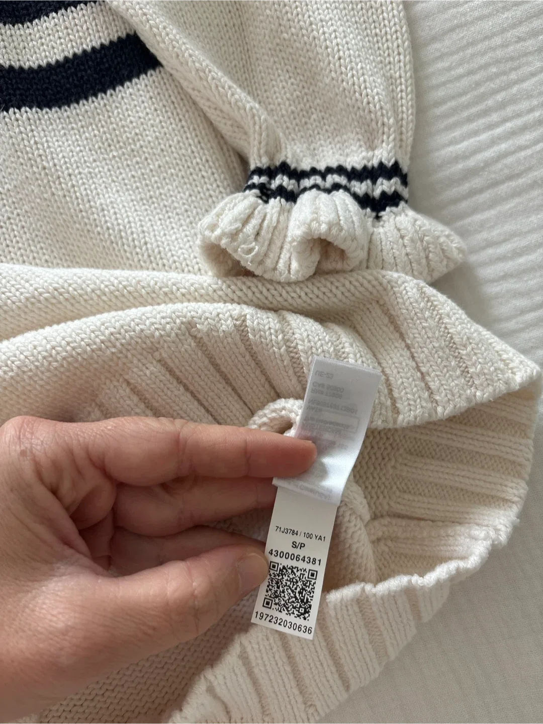 Tommy Hilfiger Cream & Navy Striped Knit Dress - S/P image indicator(5)