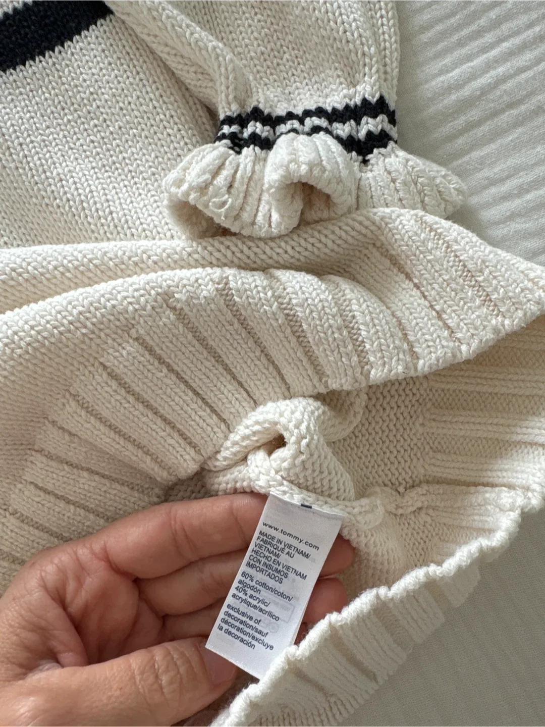 Tommy Hilfiger Cream & Navy Striped Knit Dress - S/P image indicator(4)