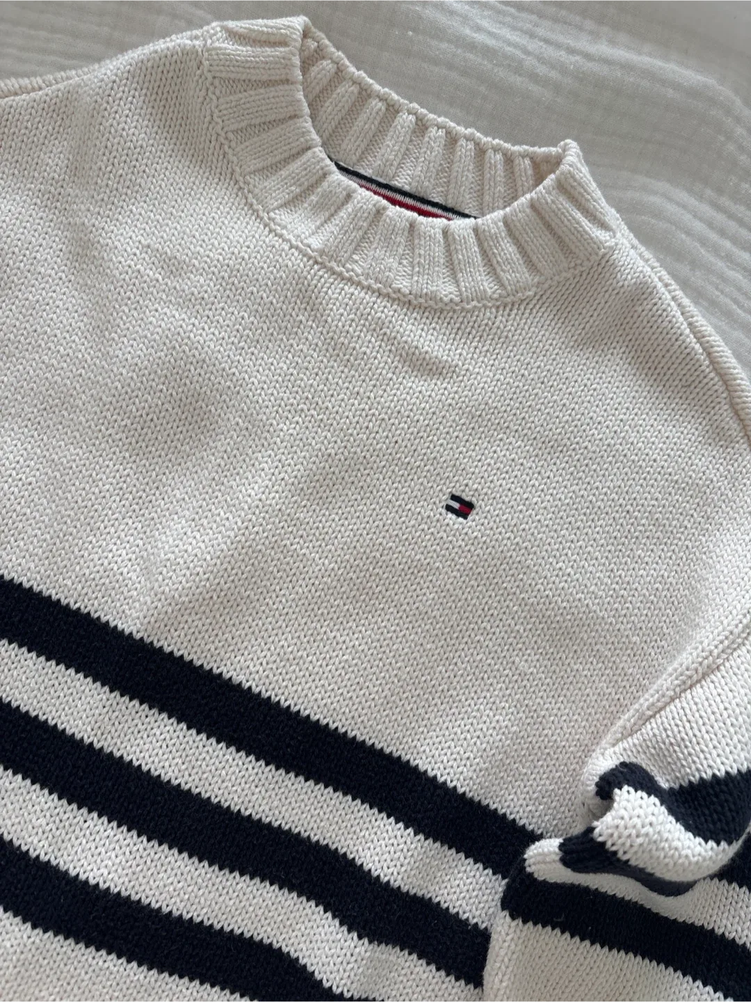 Tommy Hilfiger Cream & Navy Striped Knit Dress - S/P image indicator(2)