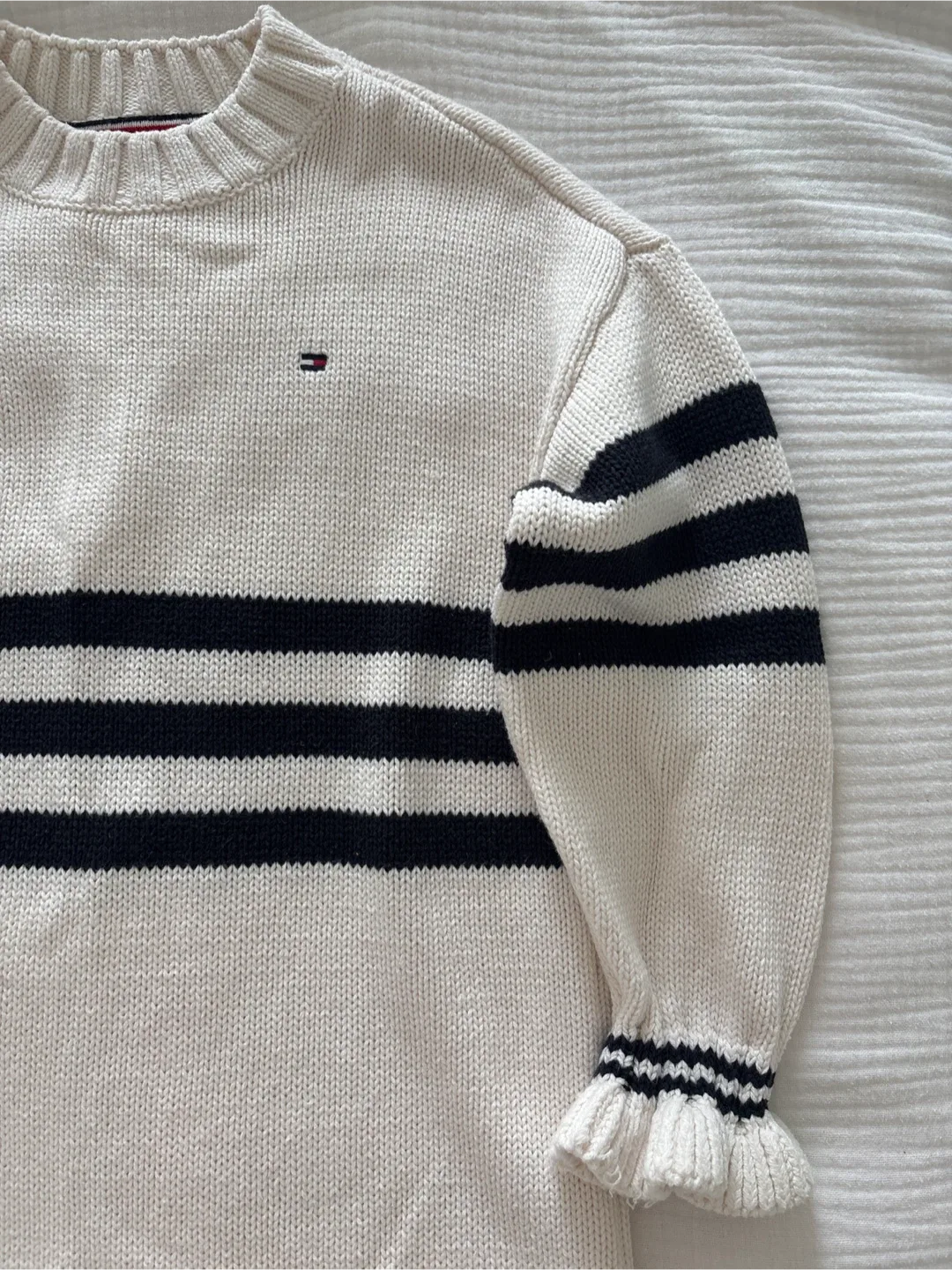 Tommy Hilfiger Cream & Navy Striped Knit Dress - S/P image indicator(3)