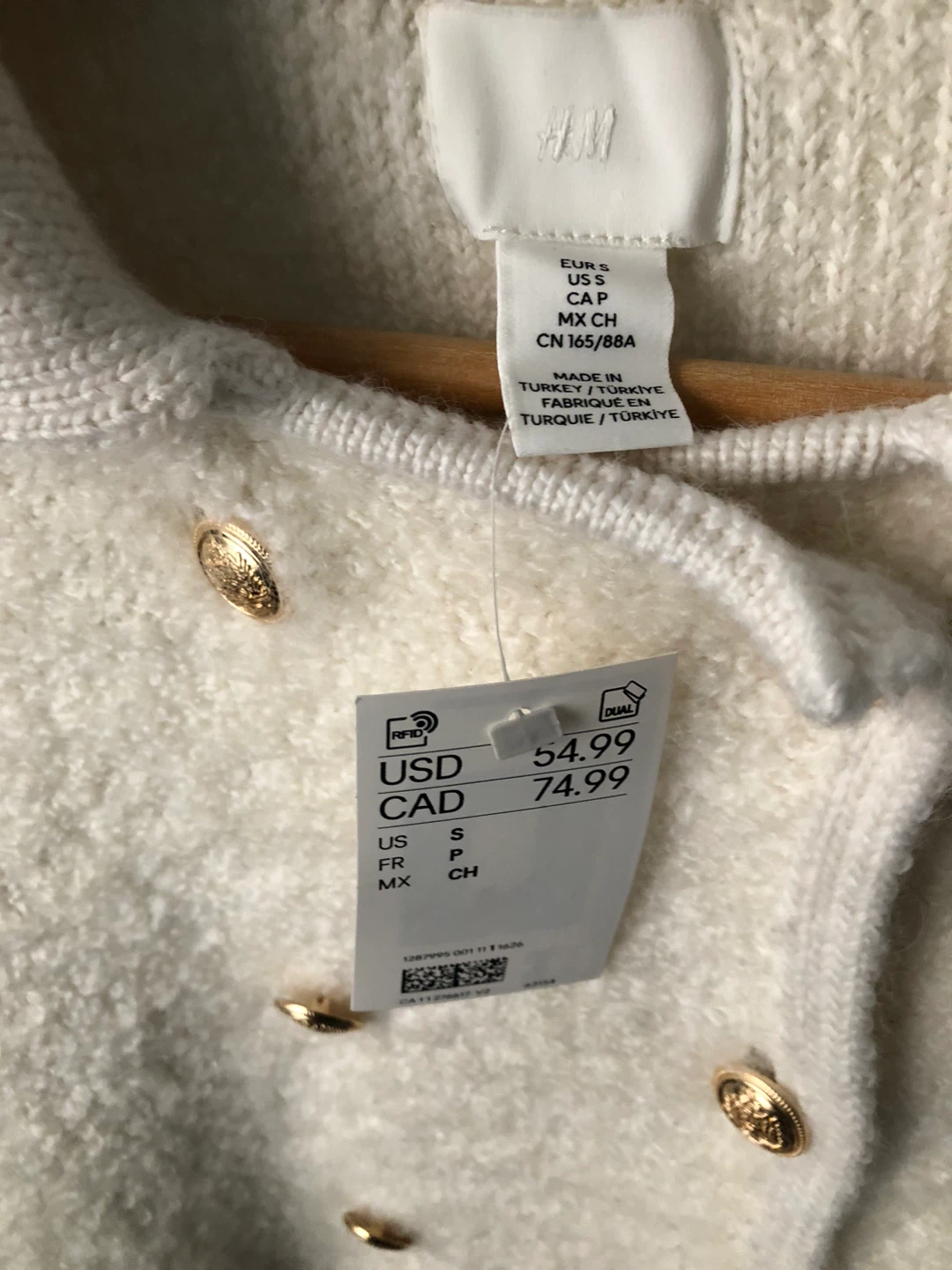 BNWT H&M Cream Knit Cardigan - Size Small - photo 3