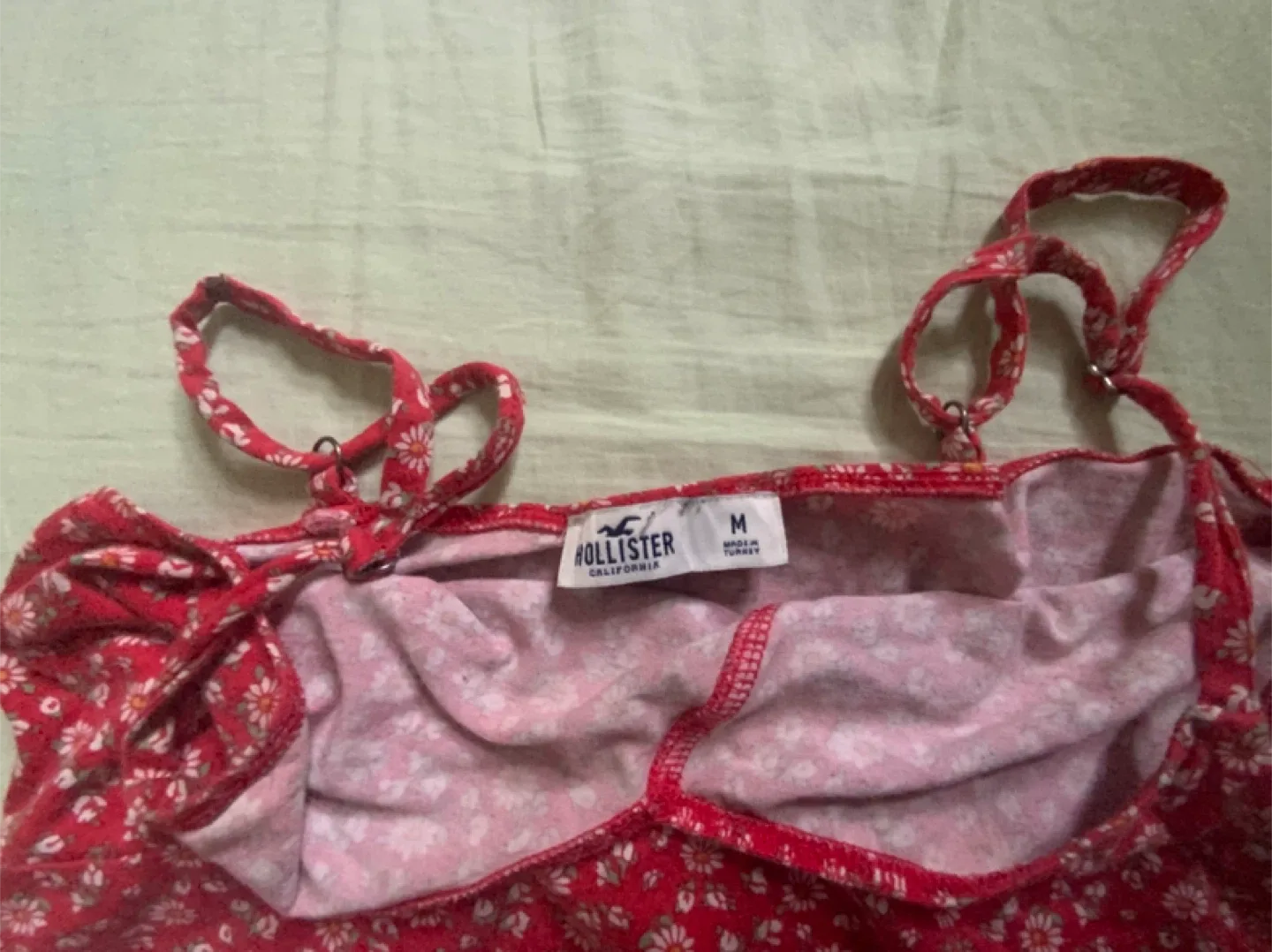 cute cotton red floral mini dress - hollister M image indicator(2)