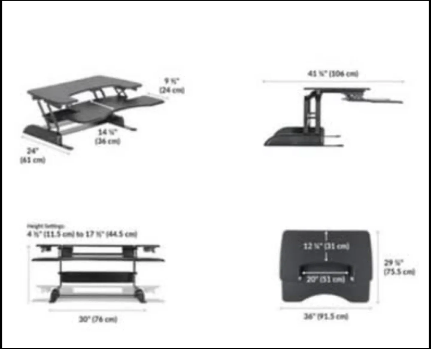 Standing Desk Converter 36" Wide - Black image indicator(3)
