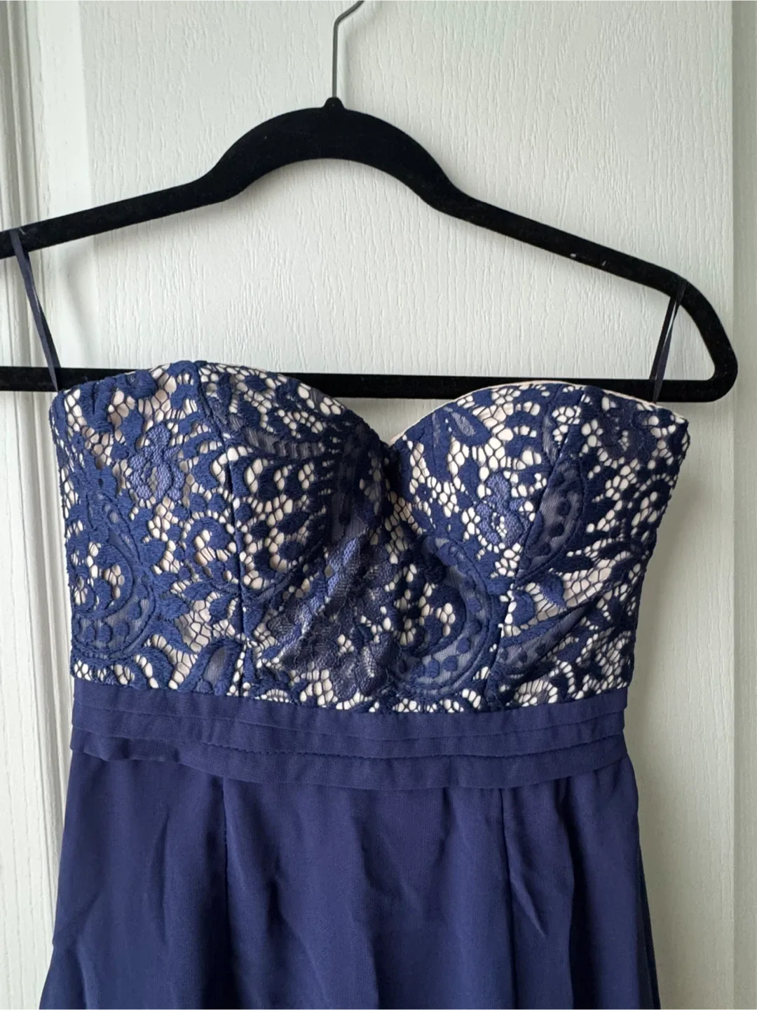 Strapless Navy Blue Lace Dress - 4 image indicator(2)