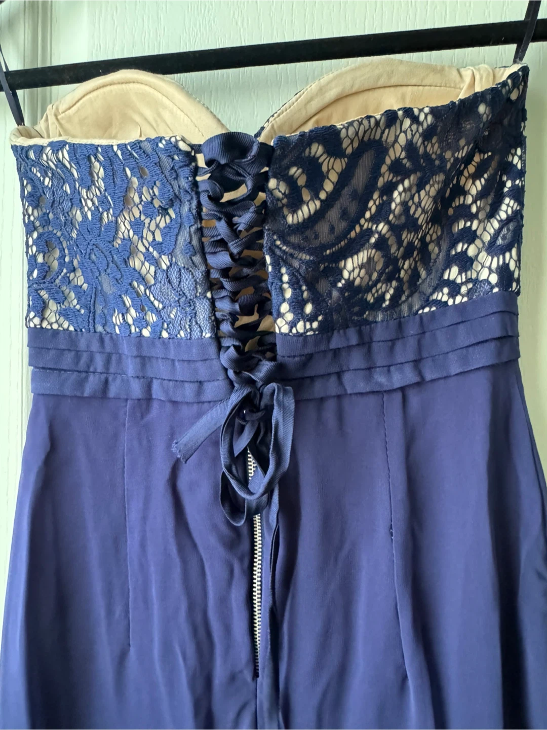 Strapless Navy Blue Lace Dress - 4 - photo 4