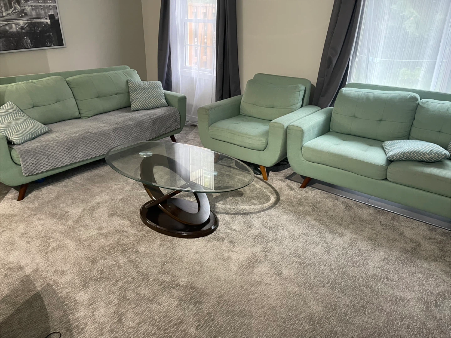 Mint Green Sofa Set - Couch and Loveseat - photo 2