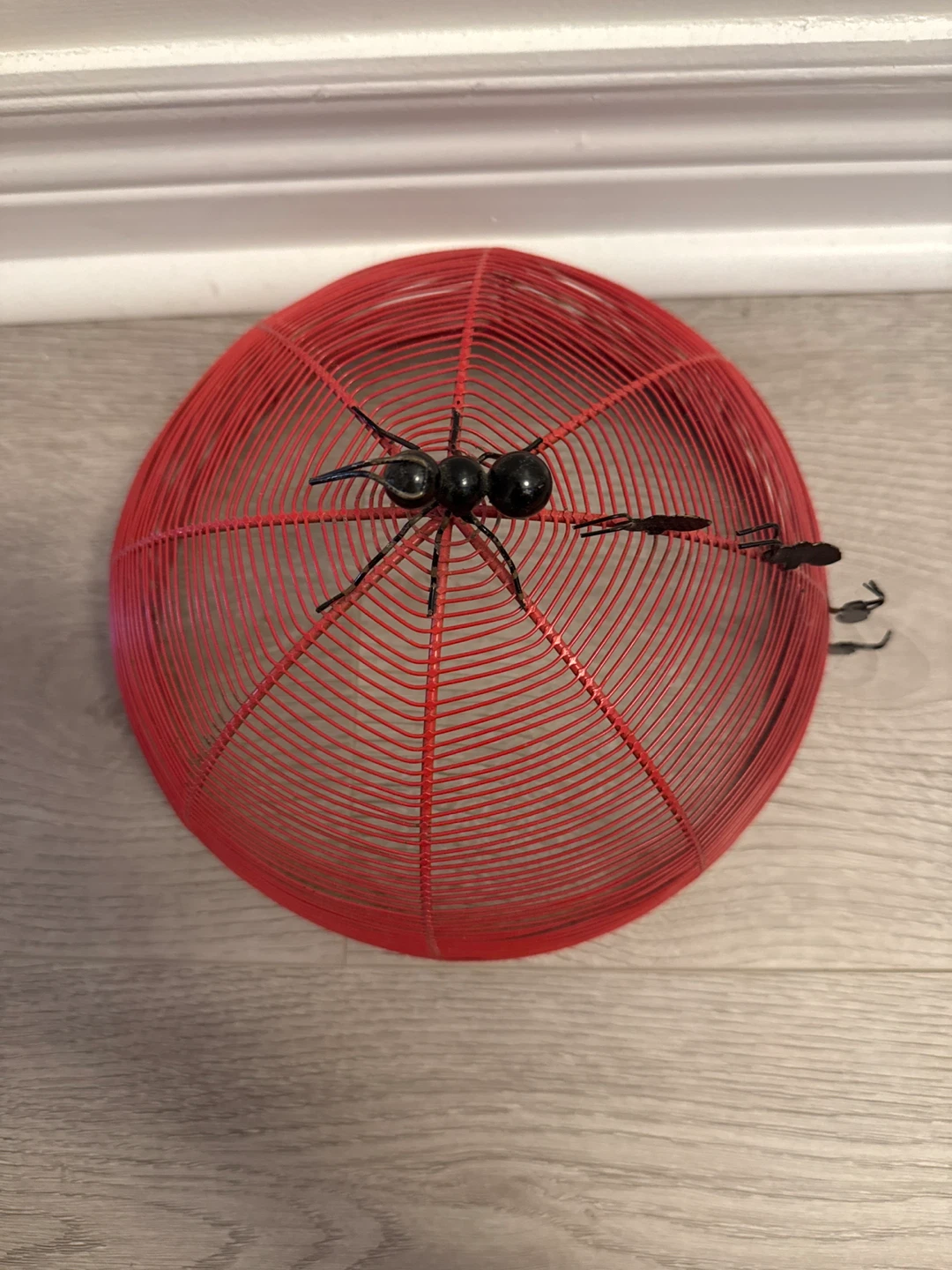 Red Metal Basket with Decorative Ants - photo 2