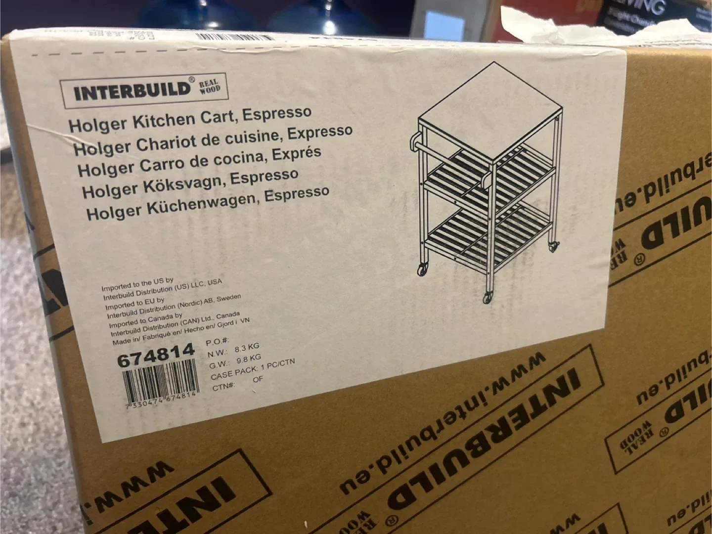 Interbuild Holger Kitchen Cart - Espresso