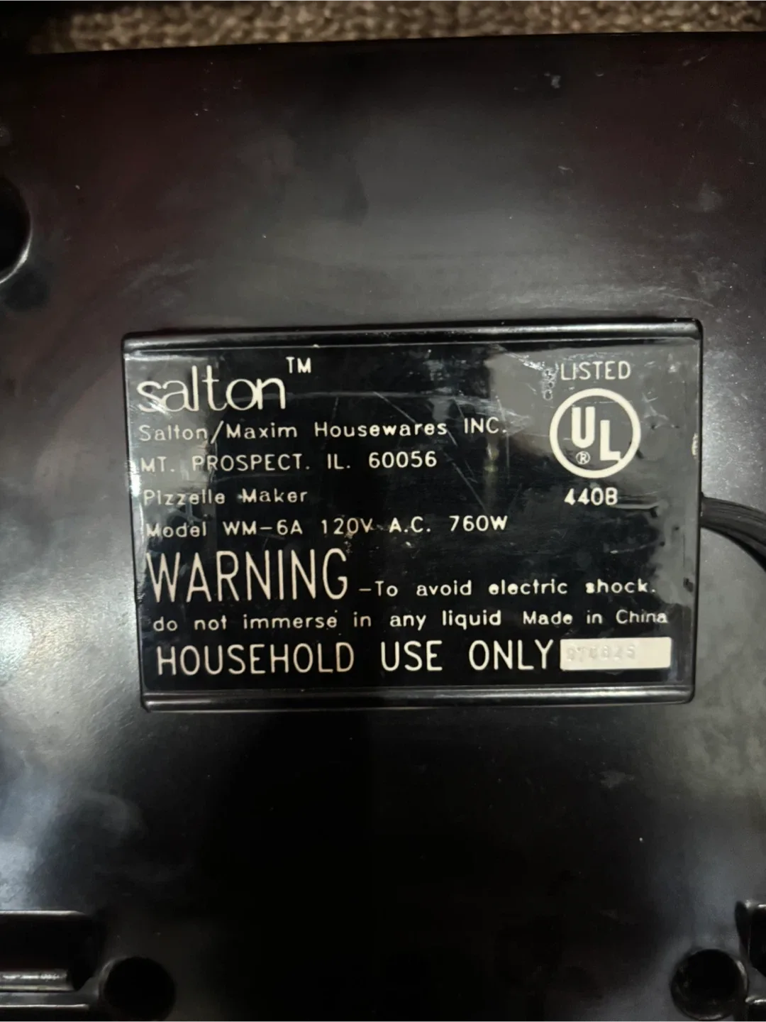 Salton Pizzelle Maker Model WM-6A image indicator(4)