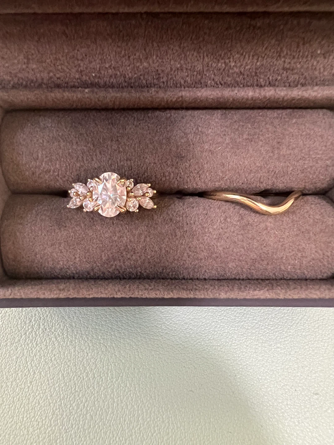 14k Gold Engagement Ring set with Lab Grown Moissanite stones