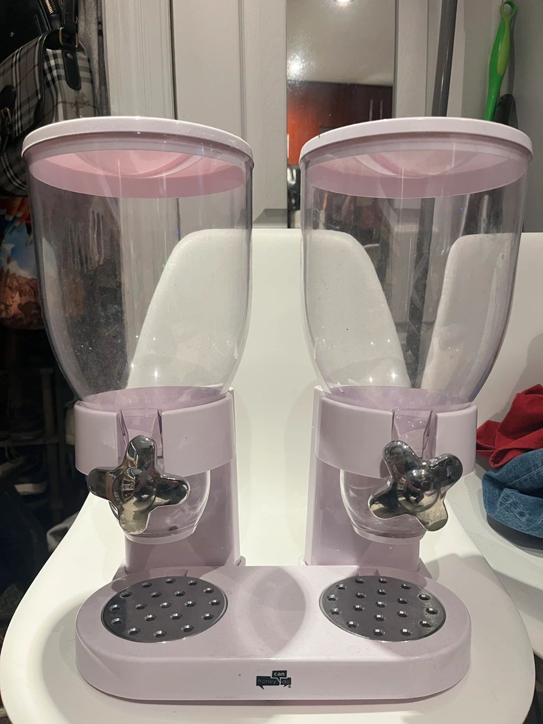 White Double Cereal Dispenser