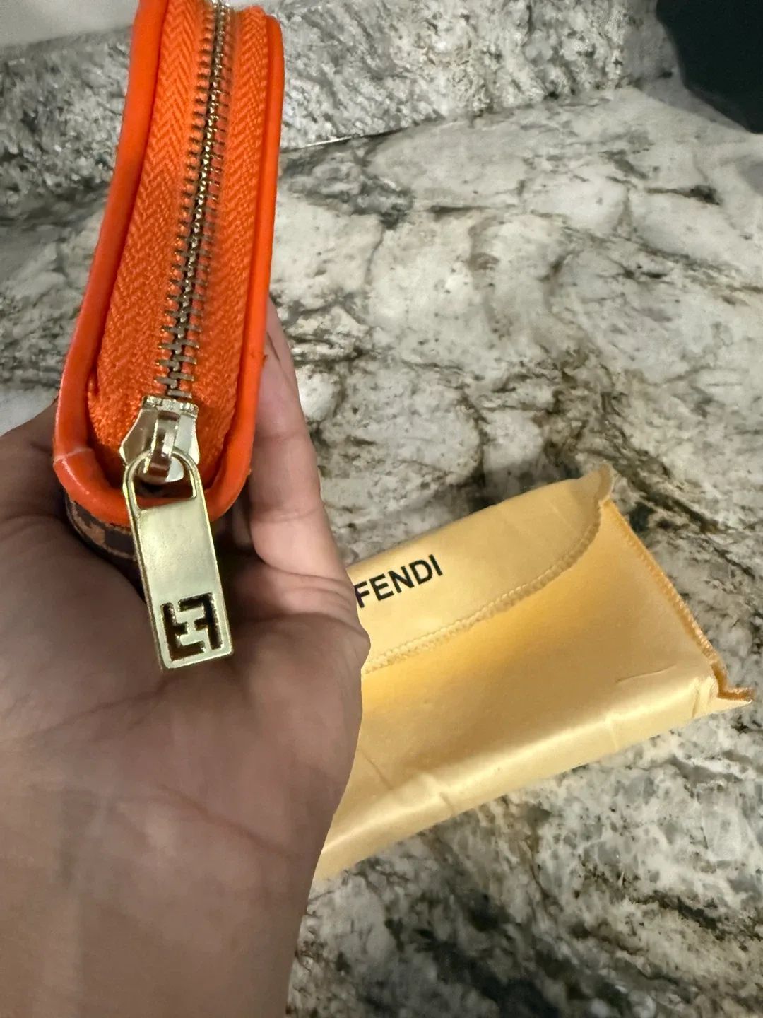 New Fendi Orange Wallet check more pictures image indicator(6)