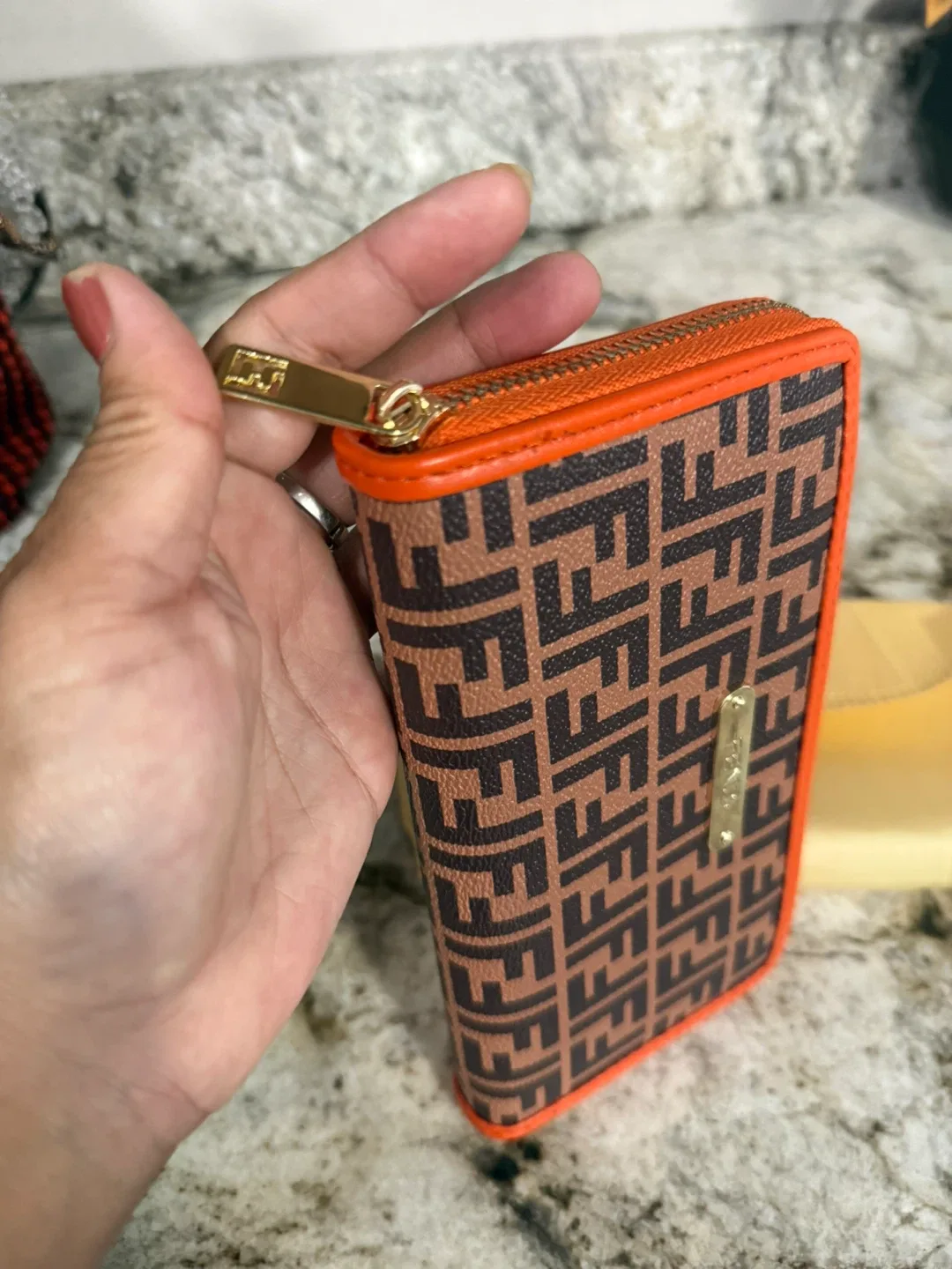 New Fendi Orange Wallet check more pictures image indicator(8)