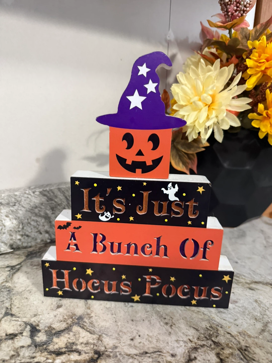 Halloween Wooden Block Stack Decor light ( need battery)
