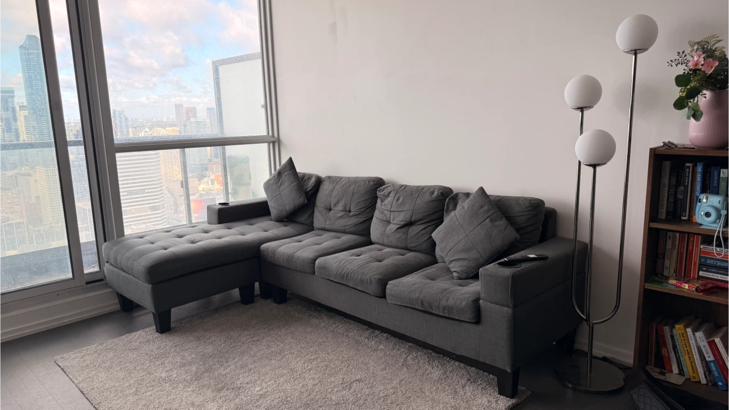 Grey Sectional Sofa with Chaise - photo 3