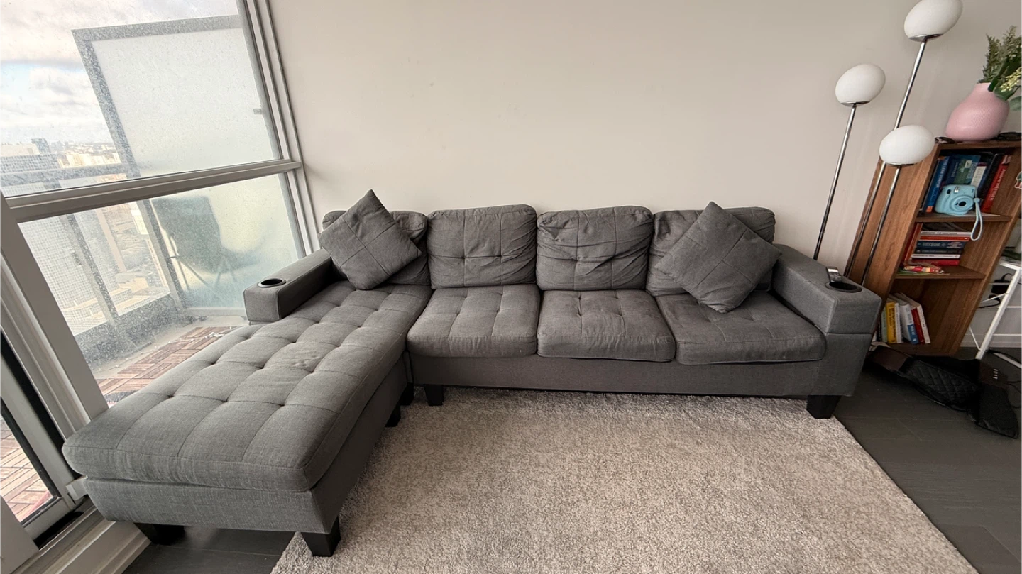 Grey Sectional Sofa with Chaise - photo 2