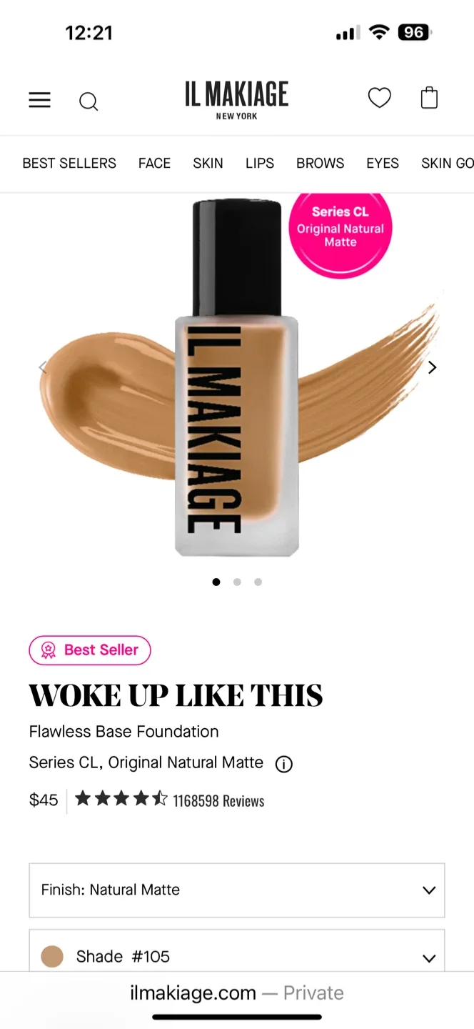 IL MAKIAGE Woke Up Like This Foundation - Shade 105 image indicator(4)