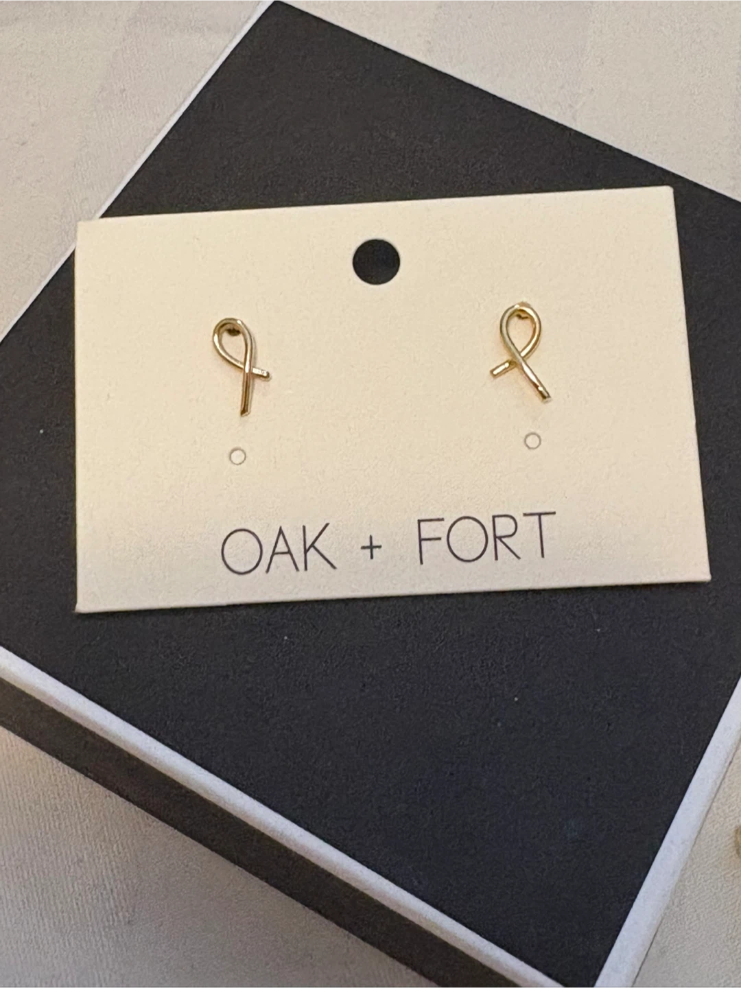 Oak + Fort Gold Ribbon Stud Earrings - New