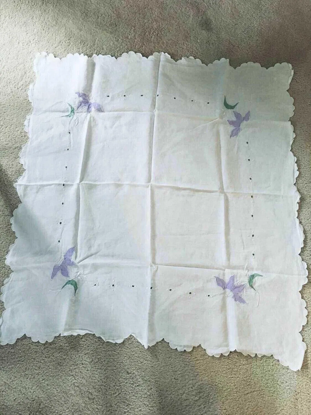 FIVE antique Embroidered Tablecloths Linen & cotton image indicator(4)