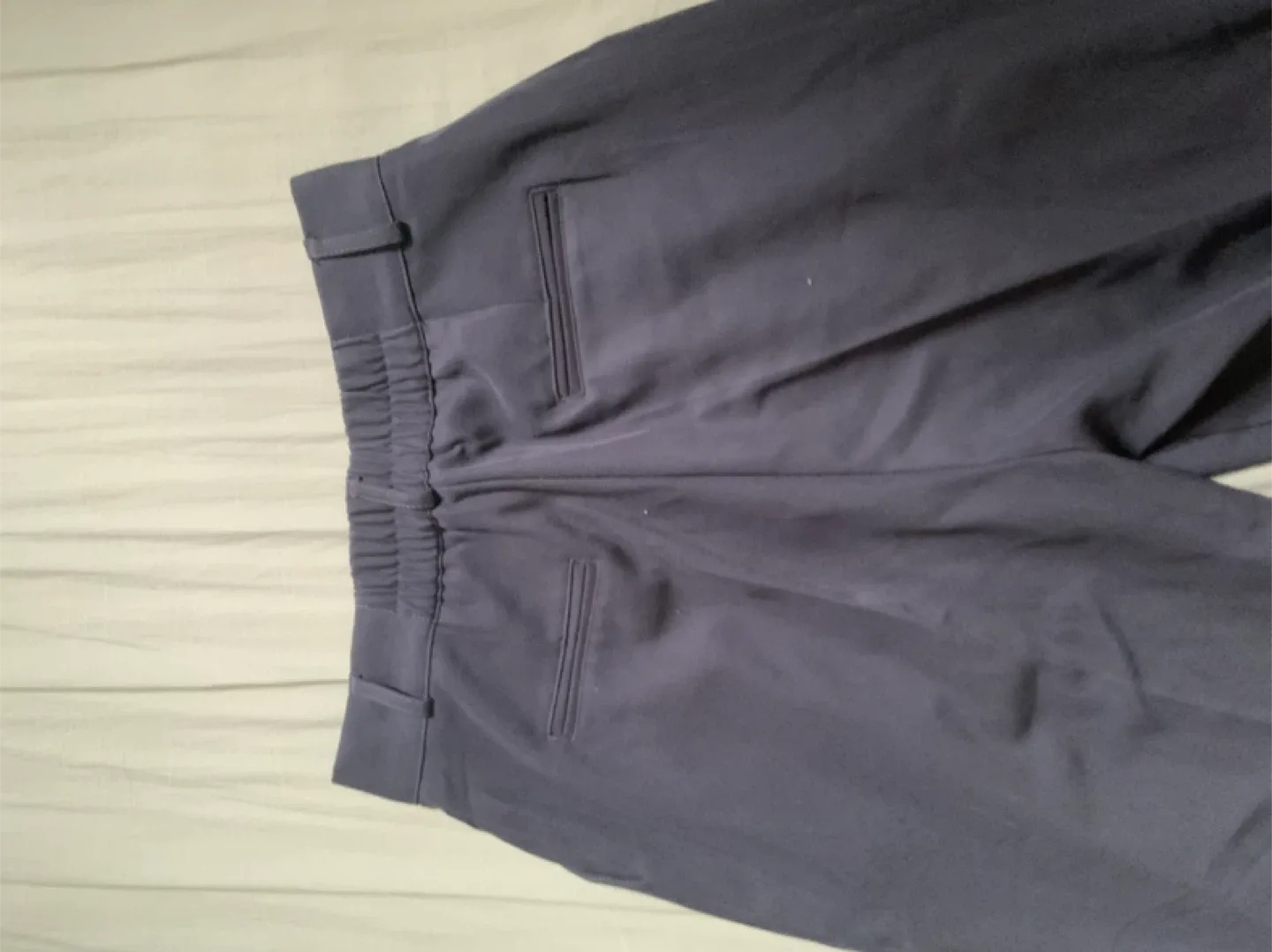 Medium waisted gray pleated tailored pants (Korean brand) image indicator(3)