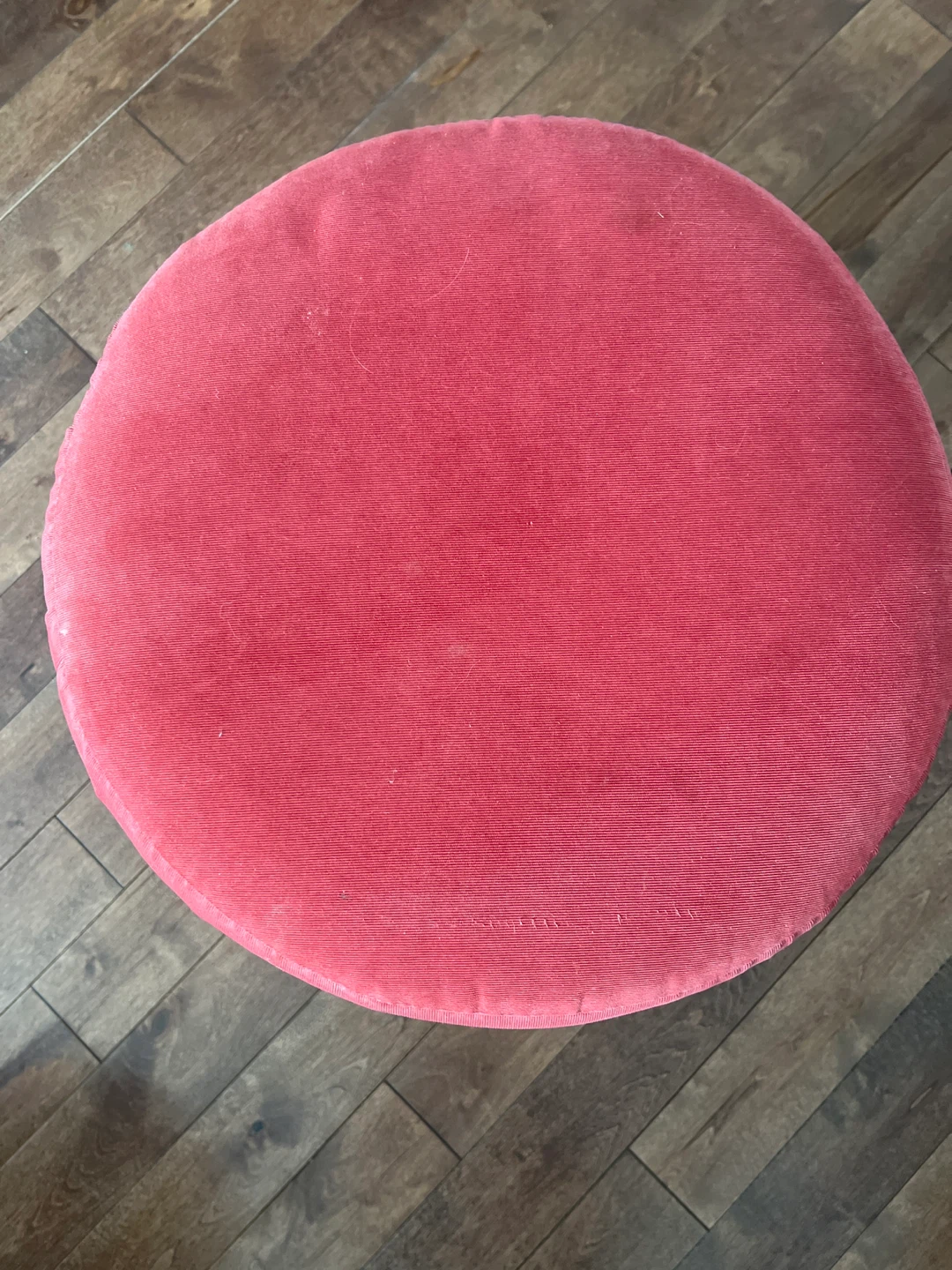 Red Round corduroy Ottoman Footstool - photo 2