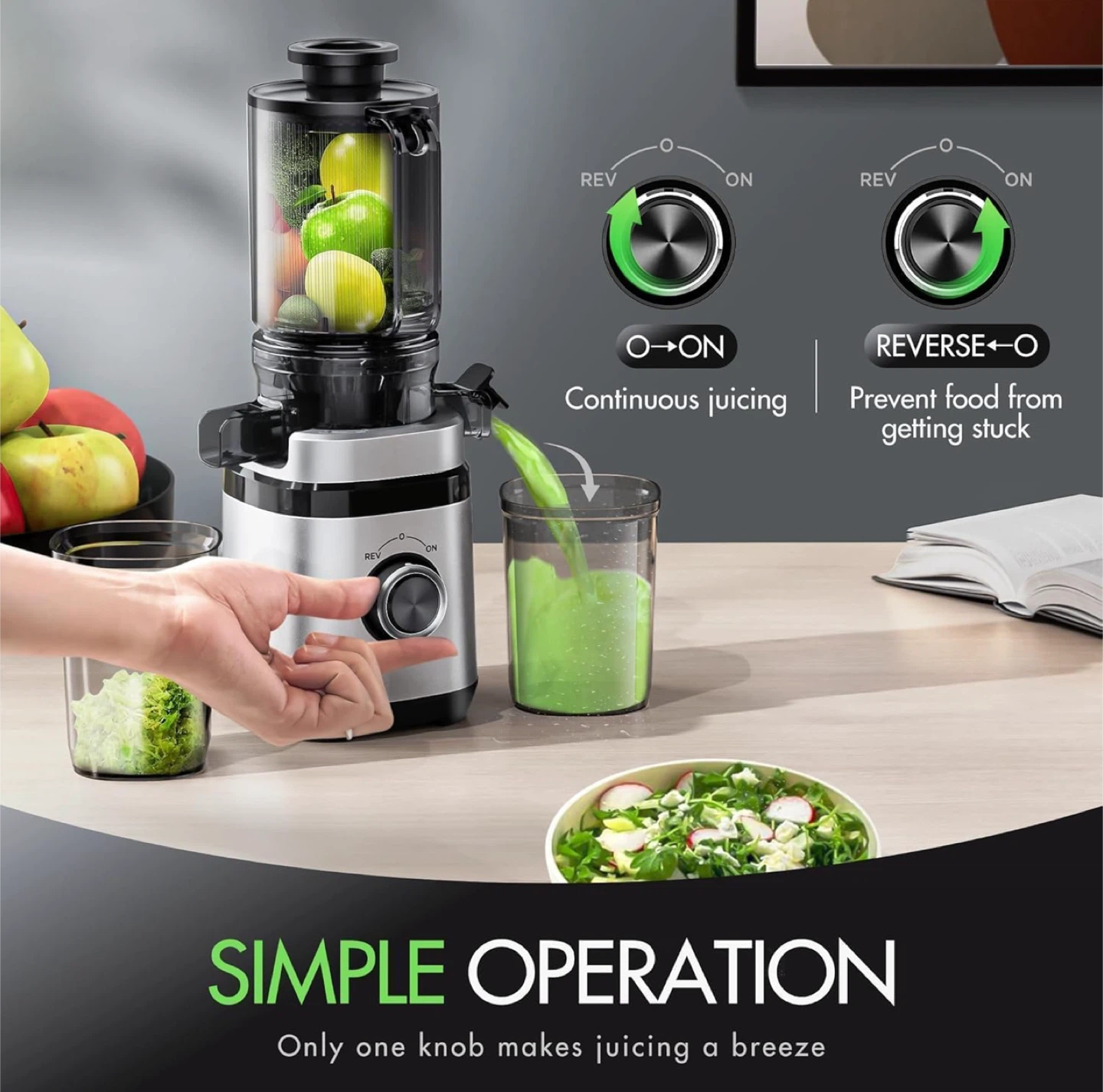 Slow Masticating Juicer with 4.41-Inch Feed Chute - photo 2