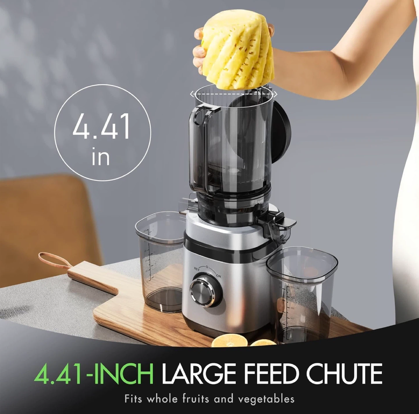 Slow Masticating Juicer with 4.41-Inch Feed Chute - photo 3
